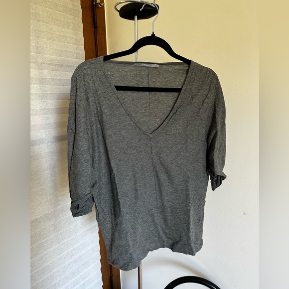 Deep V-Neck Cotton Sweater/Shirt - Picture 1 of 5